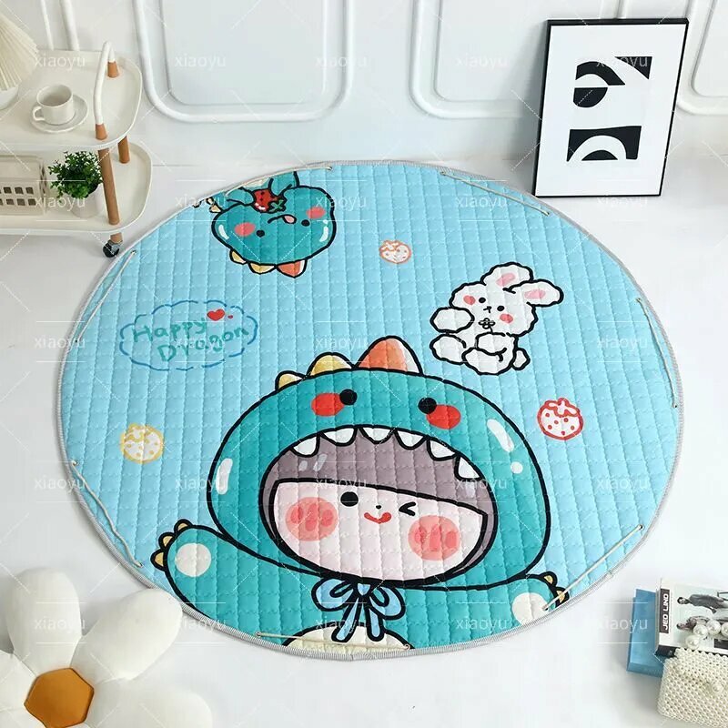 Детский коврик мешок для ползания малыша на пол "Мишки на севере", ковер в детскую комнату круглый развивающий игровой мягкий теплый для новорожденных младенцев 150 см SQNKJ