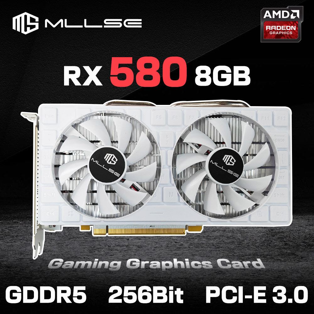 Видеокарта MLLSE AMD Radeon RX 580 8Гб 2048SP белое игра PCl Express 3.0