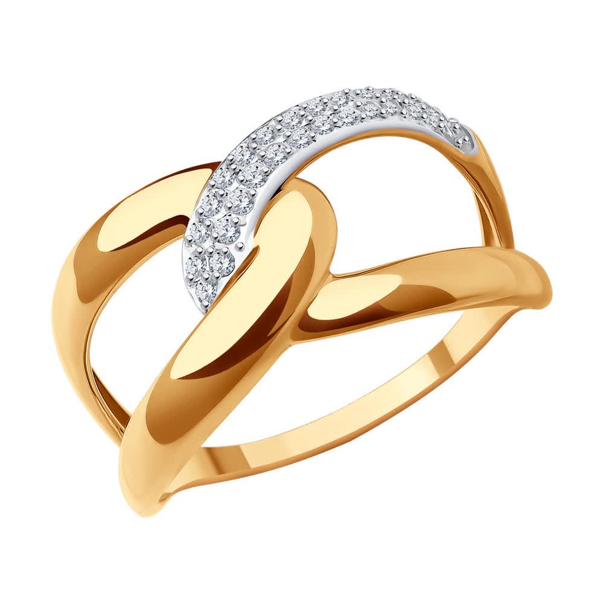 Кольцо дорожка Diamant online, красное золото, 585 проба, фианит