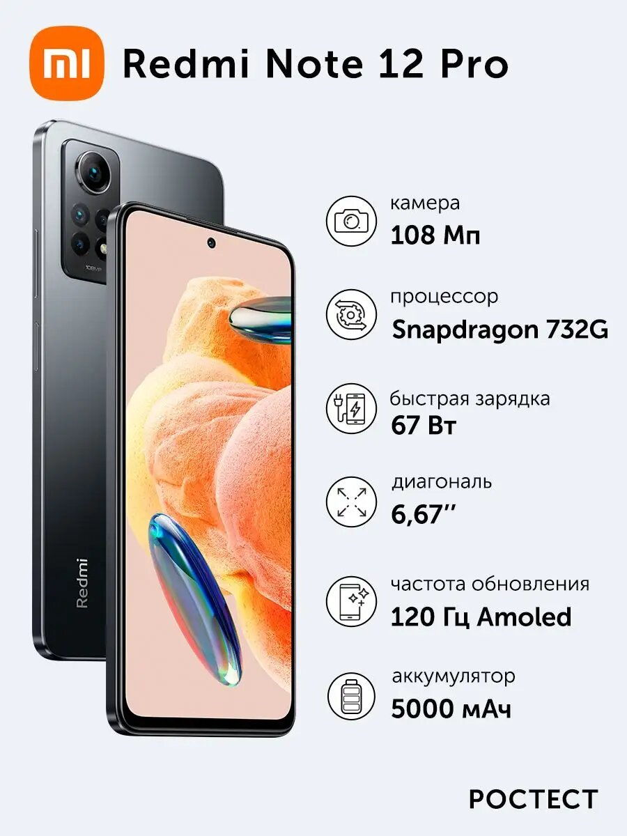 Смартфон Xiaomi Redmi Note 12 Pro 8+256Gb Graphite Gray