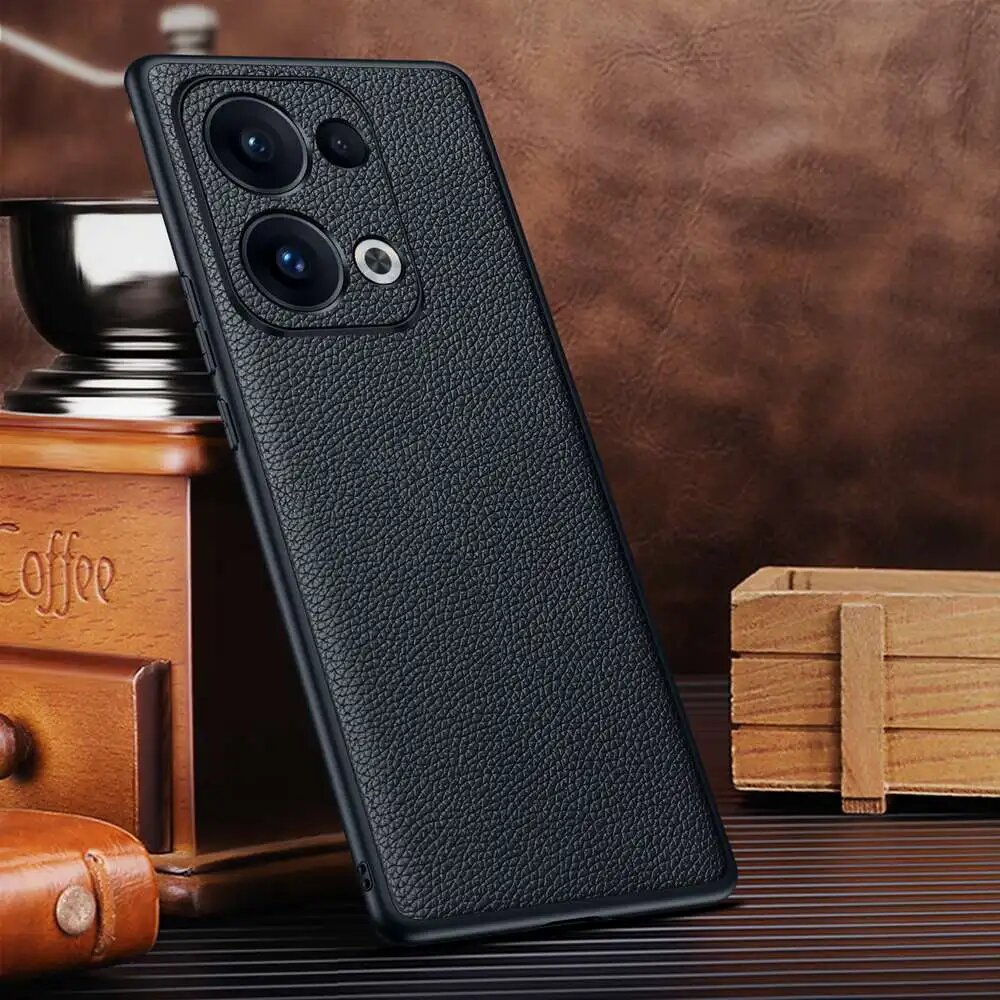 Чехол из натуральной кожи для OPPO Reno 13 14 Pro, чехол для Reno 15 Pro Max, Опоп Рен13 Про, black