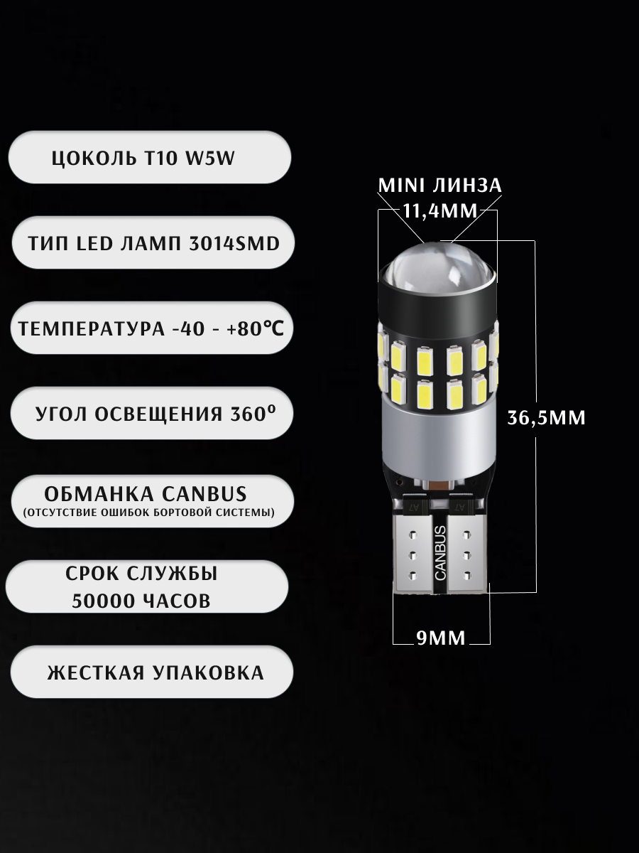 Картинки W5W (T10) лампочки светодиодные LED 12-24v в габариты, ДХО