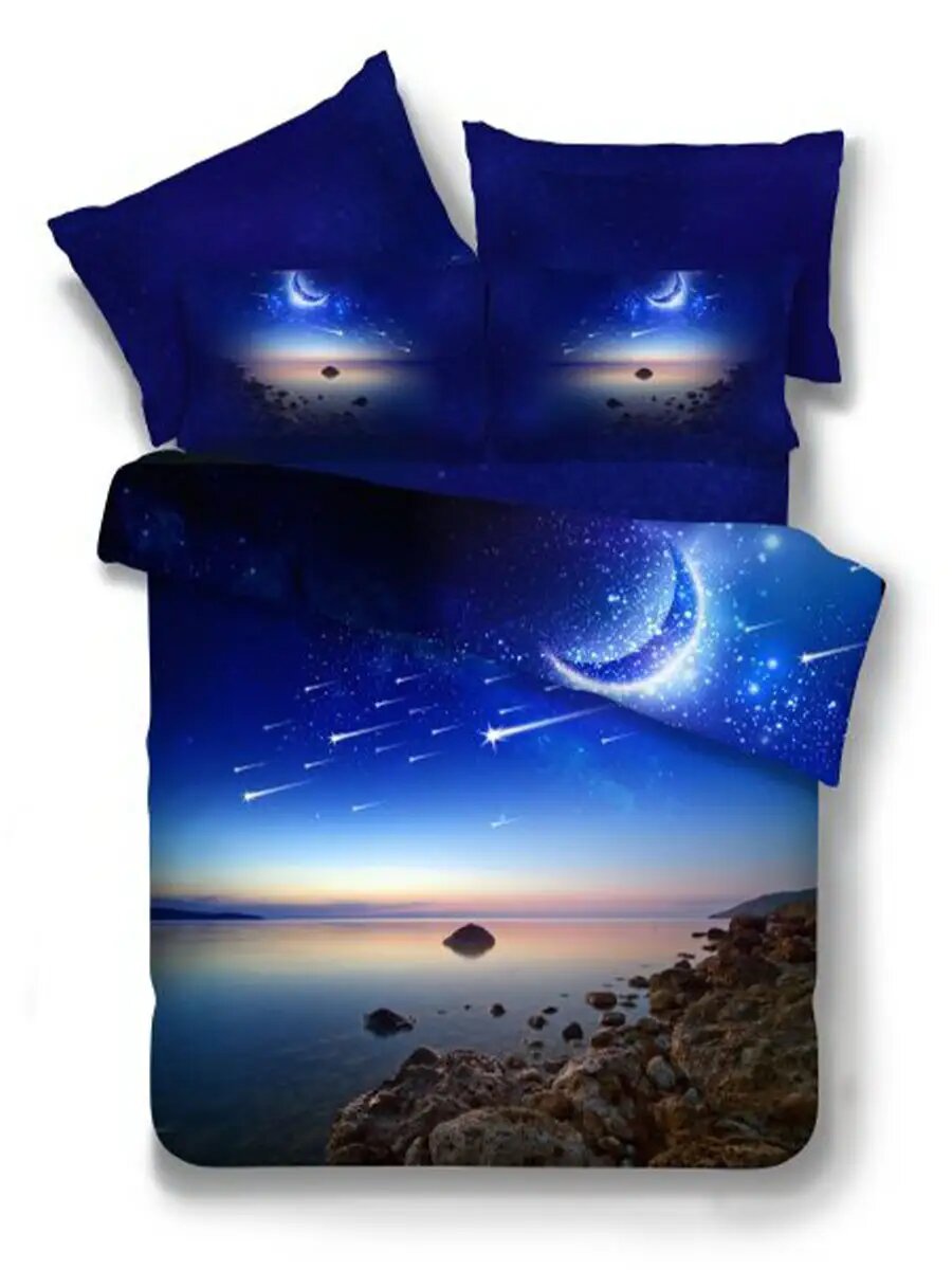 Постельное белье 1,5-спальное микрофибра, 3D Космос