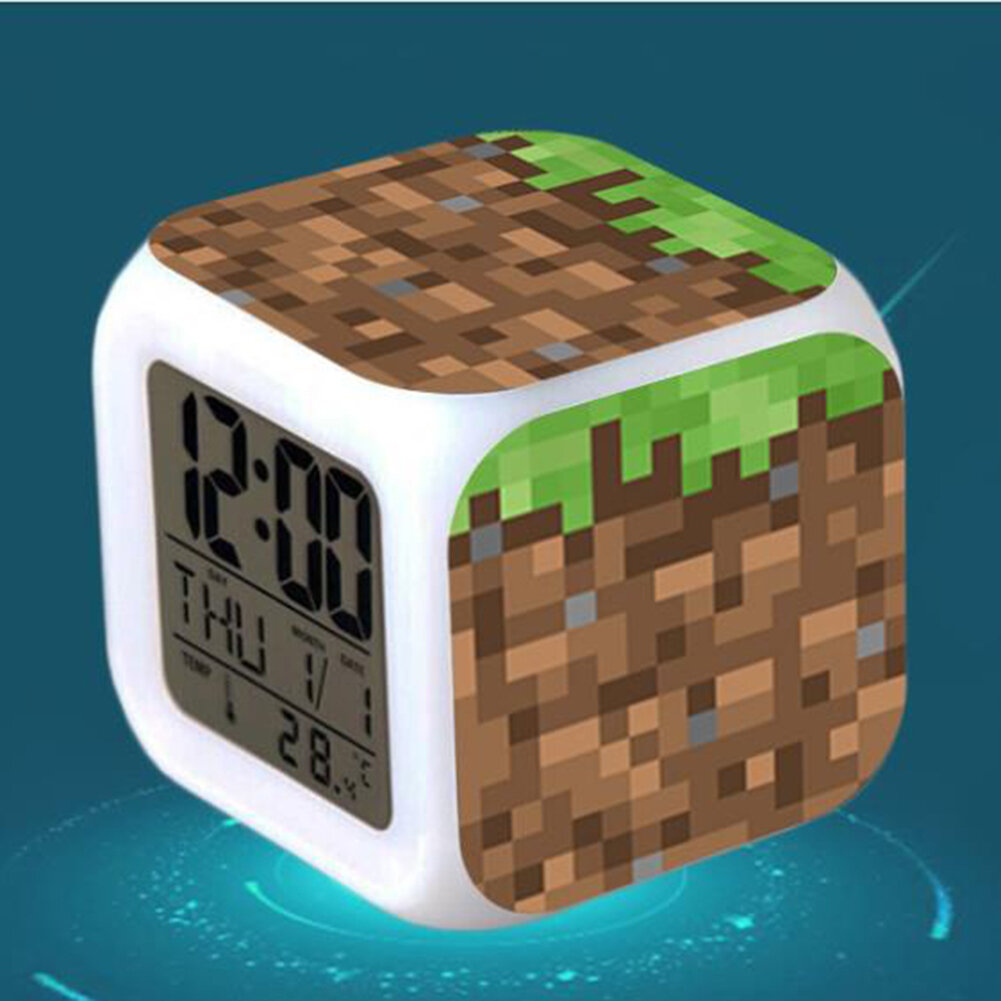Minecraft Будильник со светодиодной подсветкой Игровой экшн-игрушка Домашний декор