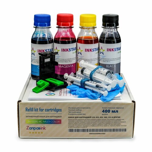 Заправка черного и трехцветного картриджа для HP DeskJet 2320, 2710, 2720, 2700, 4120, набор для заправки HP 305, 305XL Black, Color, ZaправINK