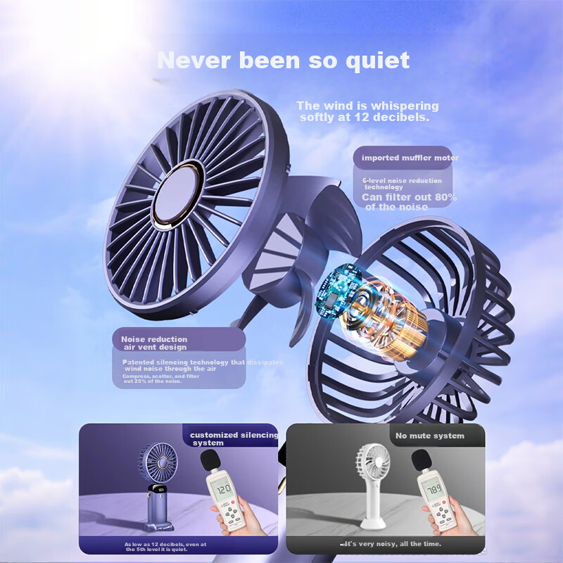 HBOALG Portable Mini Fan with Foldable Stand USB Mini Fan Multi-function Digital Display Long Standby Student Dormitory Office Charging Portable Small Fan Pink