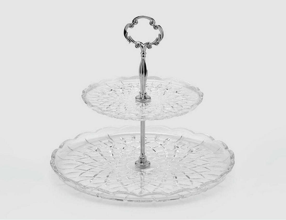 Сервировочная этажерка двухъярусная, стекло, 26 см, EDG