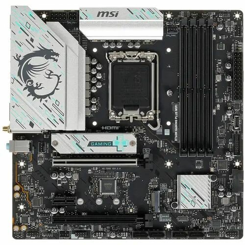 Материнская плата MSI B760M GAMING PLUS WIFI (B760M GAMING PLUS WIFI) - LGA 1700, Intel B760, 4хDDR5-5600 Мгц, 2хPCI-Eх16, 2хМ.2, Micro-ATX