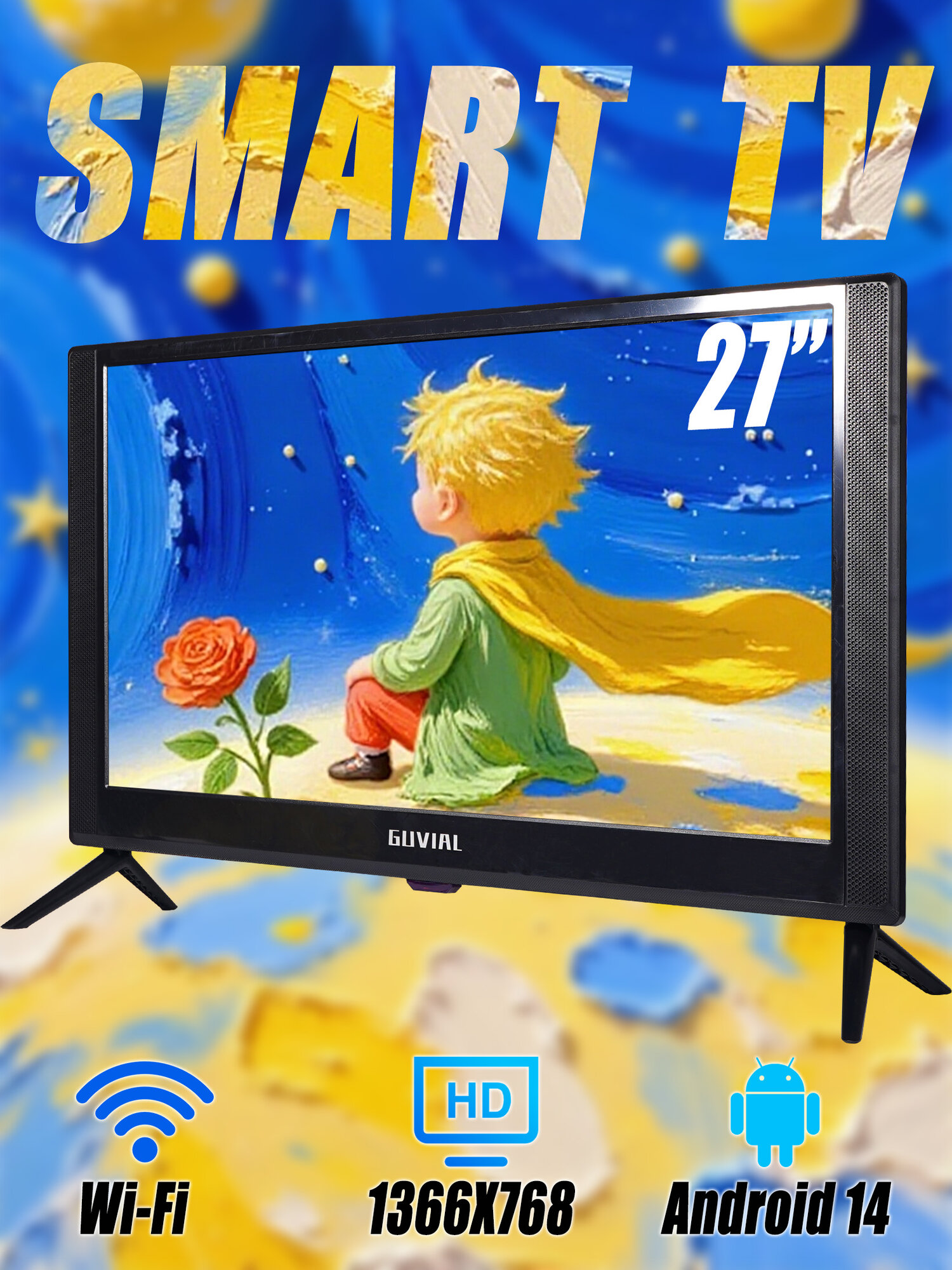 27-дюймовый смарт-телевизор, 60Гц, VA Android14 LED WI-FI HDR