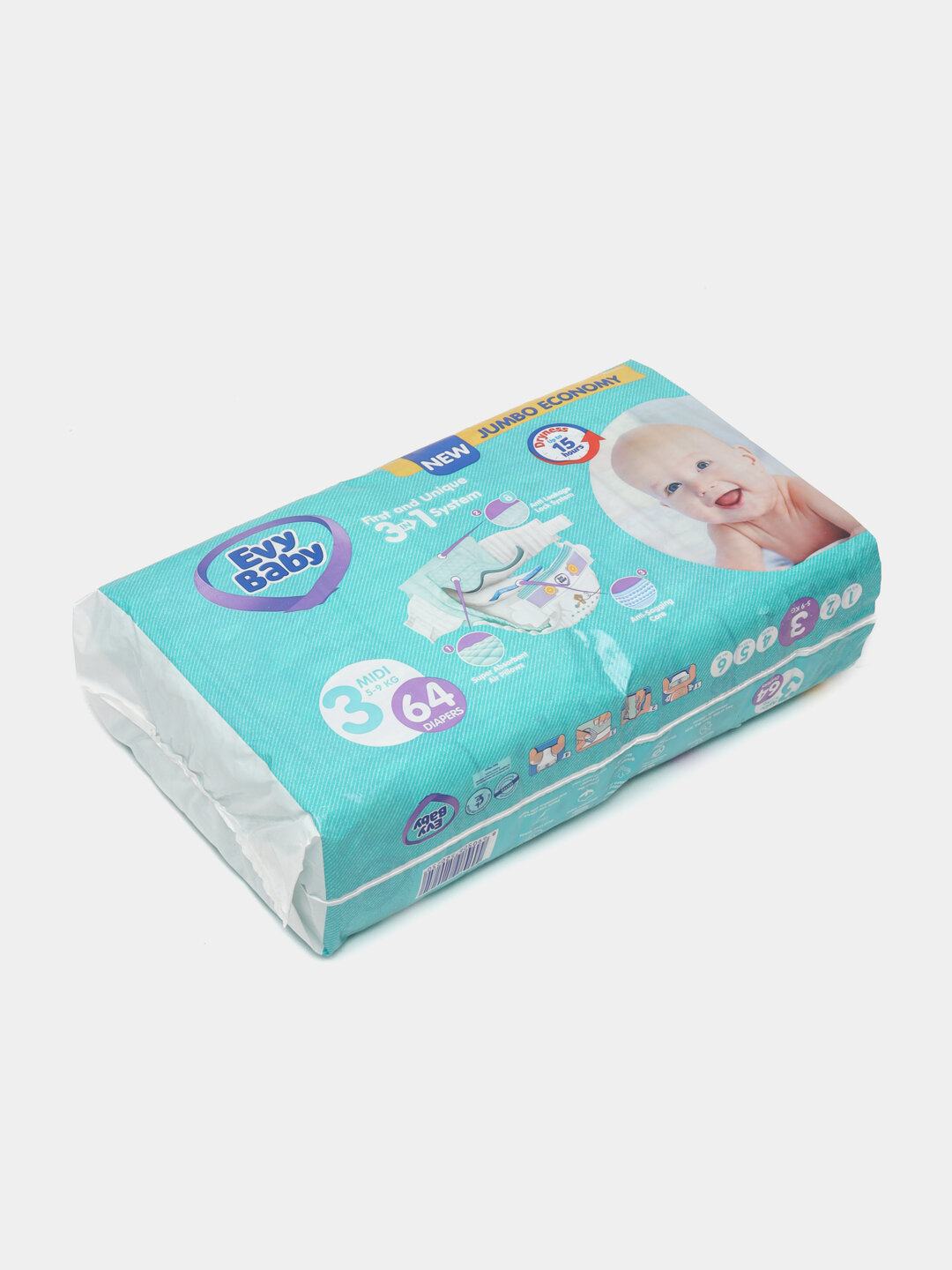 Детские подгузники EVY BABY BDPR MIDI JUMBO 64 №3 — фото 1