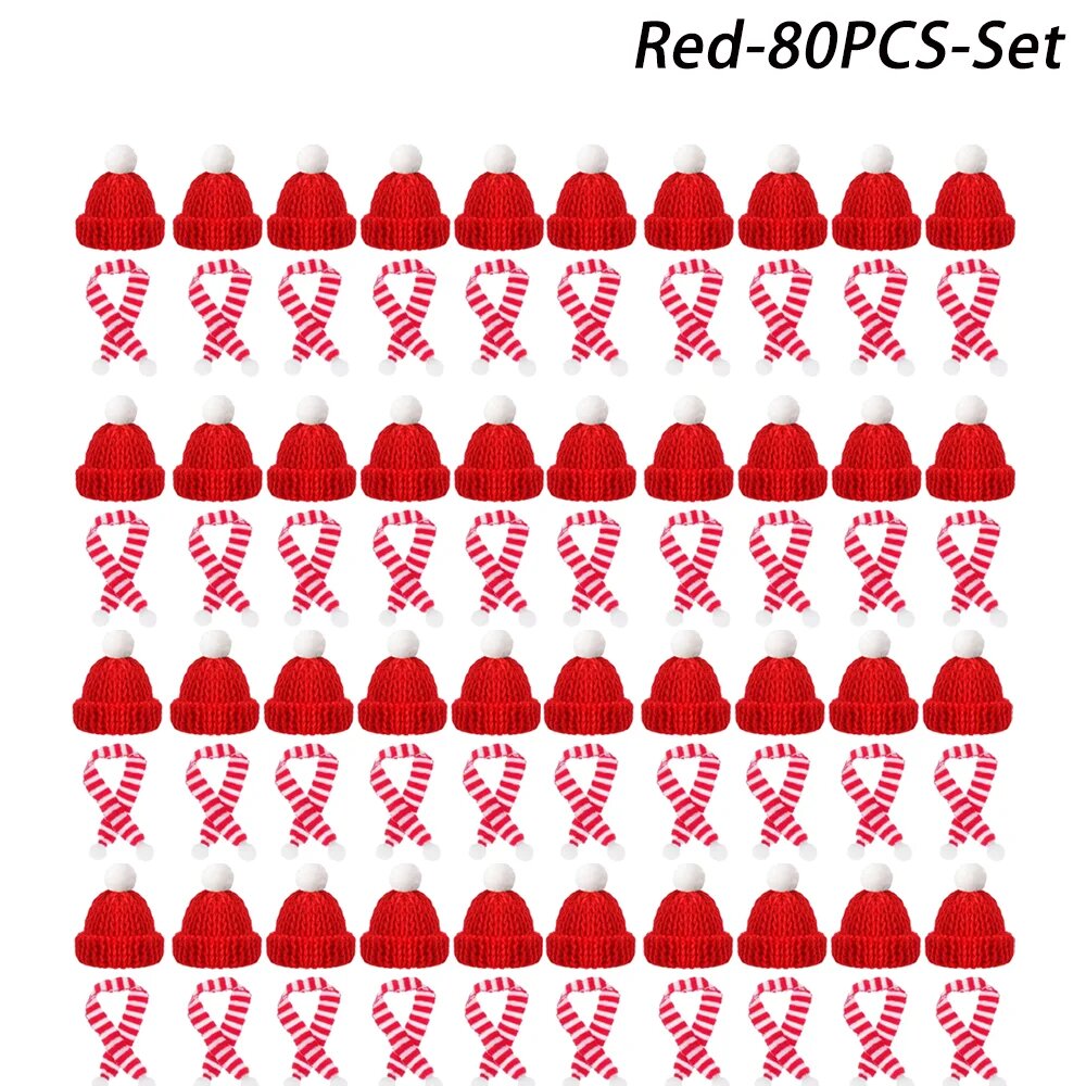 Рождественская мини-шаль и шапочка на палец Red 80 Pcs