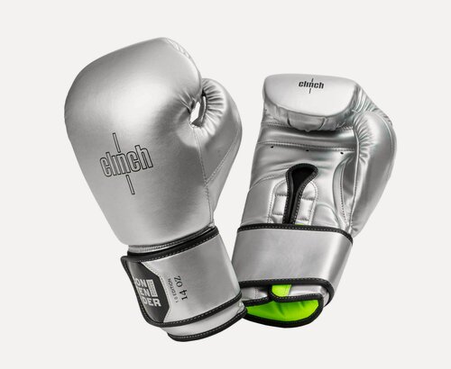 Изображение товара Перчатки боксерские Clinch Contender серебристо-черные (вес 12 унций)