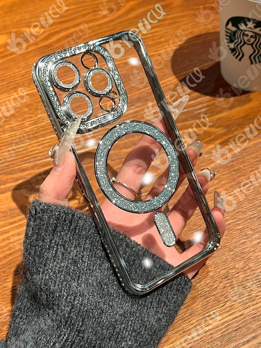 Чехол О'Кейси, для iPhone 16 Pro, силикон, прозрачный/серебристый