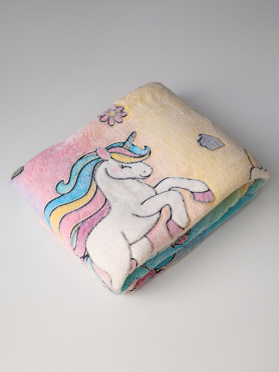 Светящийся плед в темноте, велсофт, мягкий , размер 150x180, единорог — фото 1