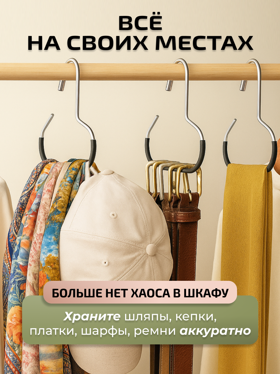 Вешалки для аксессуаров 2 шт крючок органайзер для сумок, кепок, шарфов, ремней и одежды, держатель для шкафа