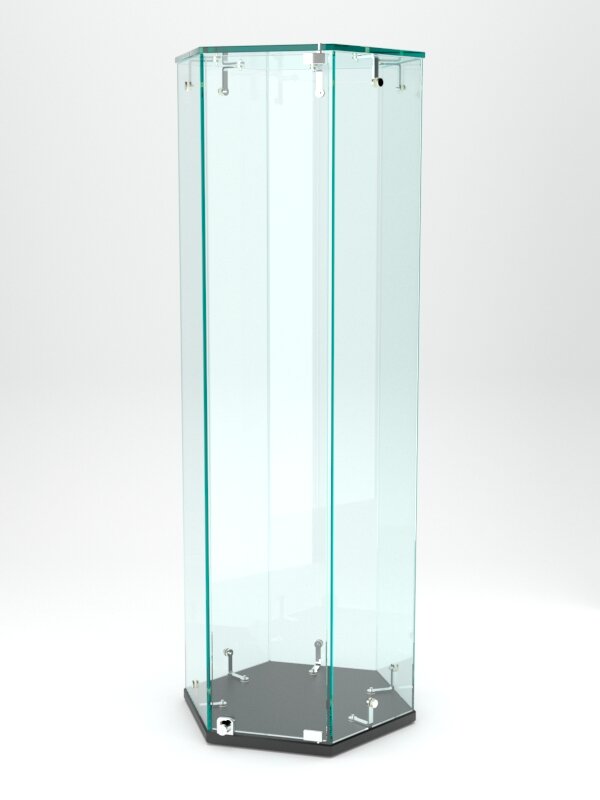 Витрина "истра" настольная шестигранная №10 (закрытая, задние стенки - стекло), Черный 34 x 34 x 90 см
