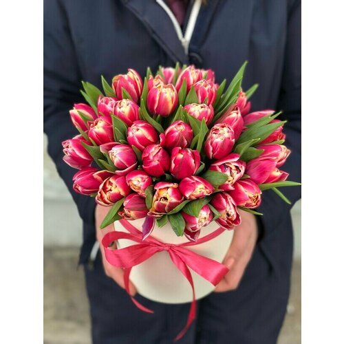 Букет тюльпаны розовые пионовидные Flawery