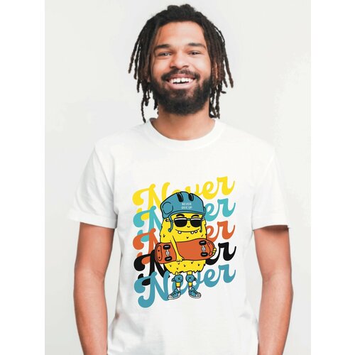 фото Футболка just4you, размер 3xl, оранжевый, голубой