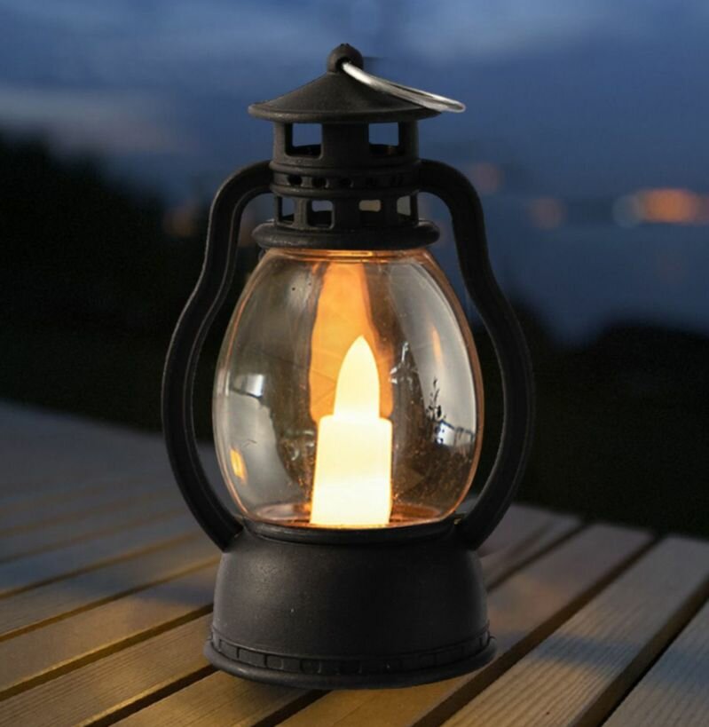 Светодиодная фигура фонарь Свеча черная светящаяся 9,5см