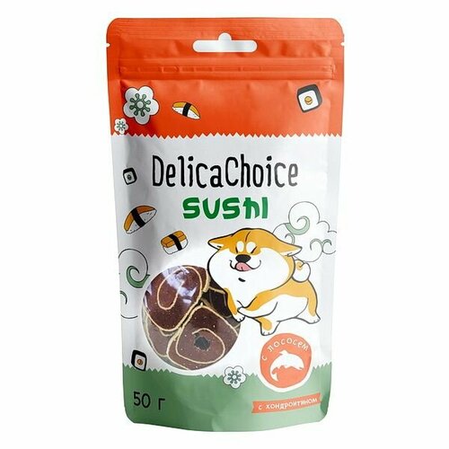 Лакомства для собак и кошек DelicaChoice, суши с лососем, 5 упаковок
