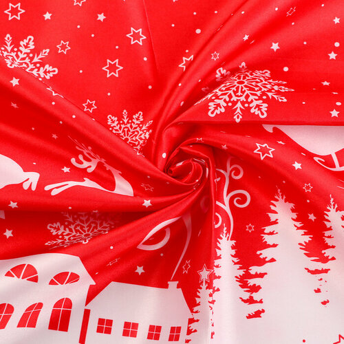 Лоскут Атлас «Новогодняя ночь», красно-белый, 100 × 150 см