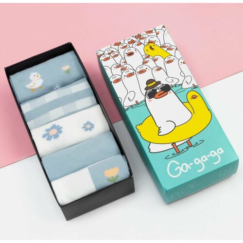 фото Носки kaftan, 5 пар, размер 35-38, голубой, белый