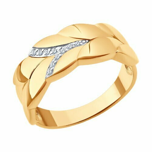 фото Кольцо diamant online, золото, 585 проба, фианит, размер 17, прозрачный