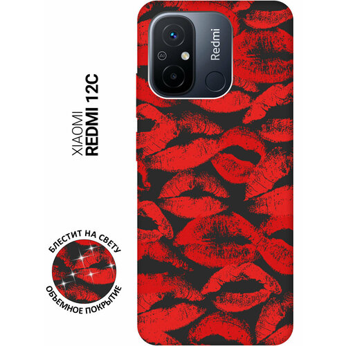 Матовый Soft Touch силиконовый чехол на Xiaomi Redmi 12C, Сяоми Редми 12С с 3D принтом Kiss черный матовый soft touch силиконовый чехол на xiaomi redmi 12c сяоми редми 12с с 3d принтом amazing roses черный