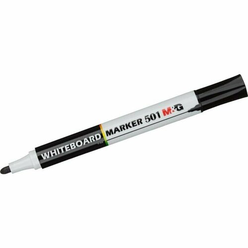 Маркер для белых досок M&G черный толщина линии 0.7-2.3 мм круглый наконечник, 1571967
