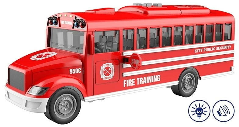 Пожарная машина-автобус 1:16 инерционная на батарейках (свет