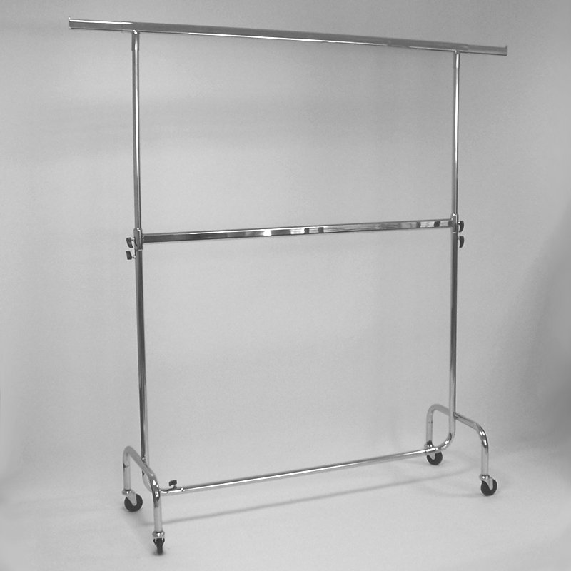 фото Вешалка напольная двухъярусная регулируемая на колесах, хром - ST011R50R