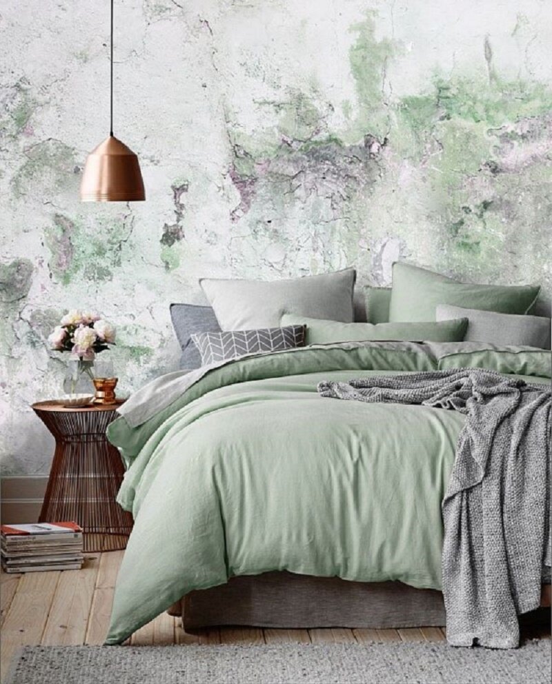 фото КПБ Mona Liza Melissa сатин двухцветный Актуал 5202/45 фисташка 1,5 спальный наволочки 50*70