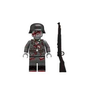 Конструктор фигурка Зомби немецкий солдат, вторая мировая война, человечек из фильма ужасов, (1 шт, черный, пакет)