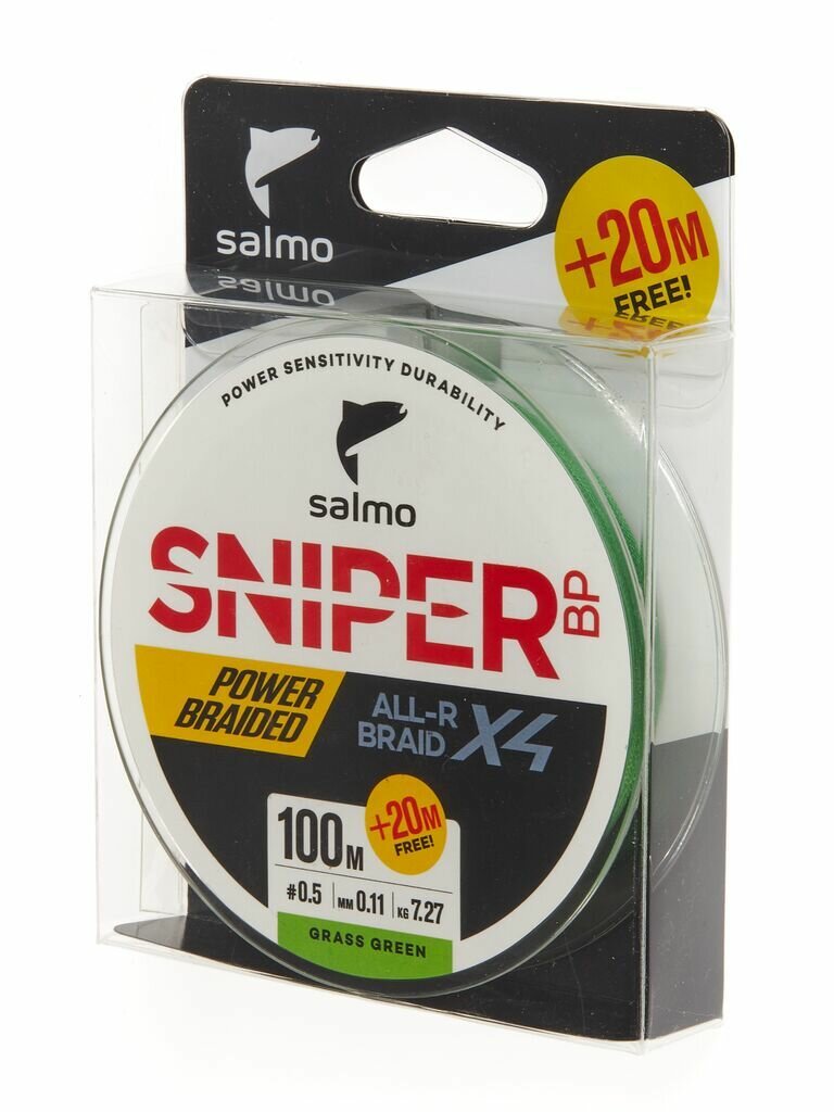 Плетеный шнур Salmo Sniper BP ALL R BRAID х4 Grass Green 120 м 0.11 мм тест 7.27 кг