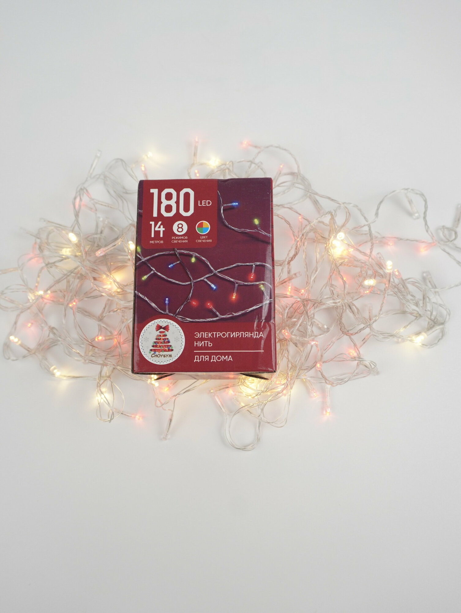 фото Гирлянда эл. вьюн 14м 180LED мультицвет 8 режимов ПВХ прозрачный 220В 384-038