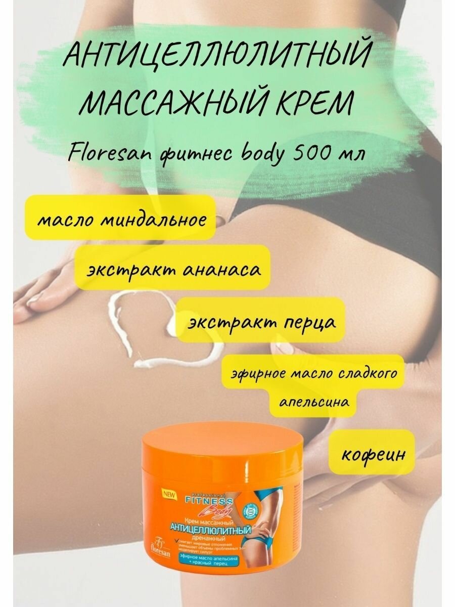 Крем Floresan (Флоресан) массажный антицеллюлитный Фитнес body 200 мл Флоресан ООО - фото №17