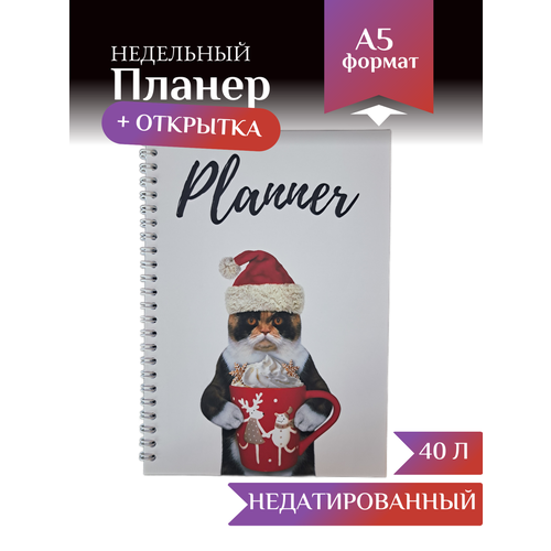 Ежедневник планер блокнот Новогодний, формат А5, 40 листов/80 страниц (планинг, еженедельник, дневник)