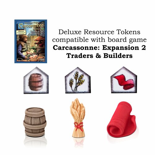 Набор реалистичных ресурсов совместимый с Carcassonne Traders & Builders (Каркассон. Купцы и зодчие)