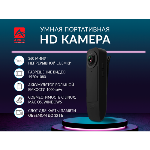 Видеокамера для съемки мини камера с диктофоном беспроводная камера видеонаблюдения слот для карты памяти ночной режим портативная 1008 2277₽