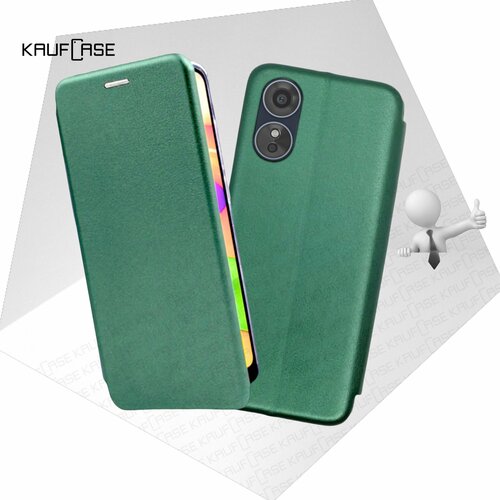 Чехол книжка KaufCase для телефона Oppo A17 (CPH2477) (6.56), темно-зеленый. Трансфомер чехол книжка kaufcase для телефона oppo a78 cph2565 6 43 темно зеленый трансфомер