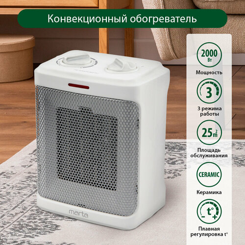 Тепловентилятор MARTA MT-2523 белый жемчуг 1670₽