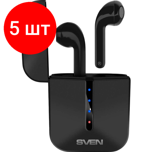 беспроводные наушники с микрофоном sven e 505b tws black bluetooth 5 0 Комплект 5 штук, Наушники SVEN E-335B, чер(BТ, TWS, заряд кейс), беспровод, стерео