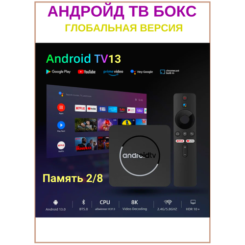 Медиаплеер Бюджетная ТВ-приставка TV BOX 4K Trove с Android TV 13TROVE не Xiaomi Память 28ГБ 330000₽
