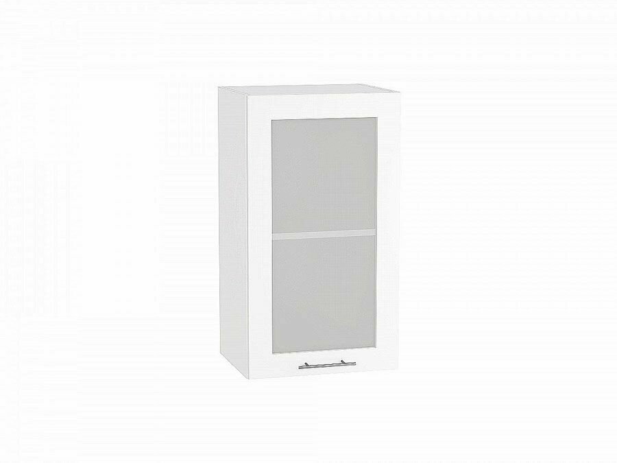 Настенный модуль для кухни Шкаф верхний с 1-ой остекленной дверцей Валерия-М 716*400*318 Белый глянец / Белый