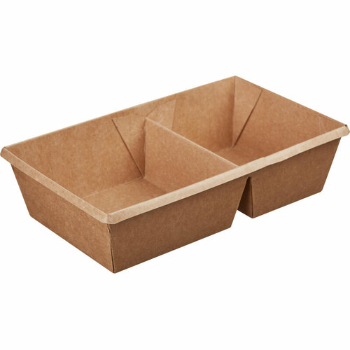 Контейнер бумажный 200х120х55мм 800мл, 2-секц. 50/50 крафт, 300шт/упак