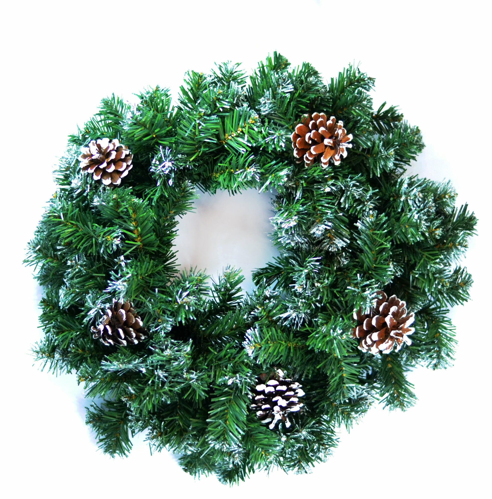 фото Венок новогод с шишками заснеженный