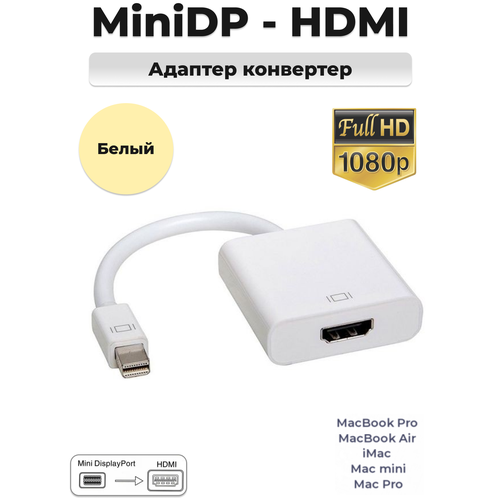 Кабель адаптер переходник mini DP - Hdmi (m-f) белый