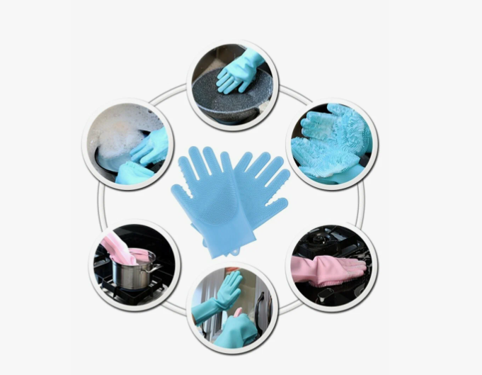 Силиконовые многофункциональные перчатки для мытья и чистки
