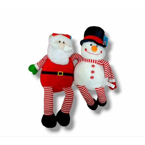 Набор мягких игрушек Снеговик и Дед Мороз по 35 см санта клаус под елку