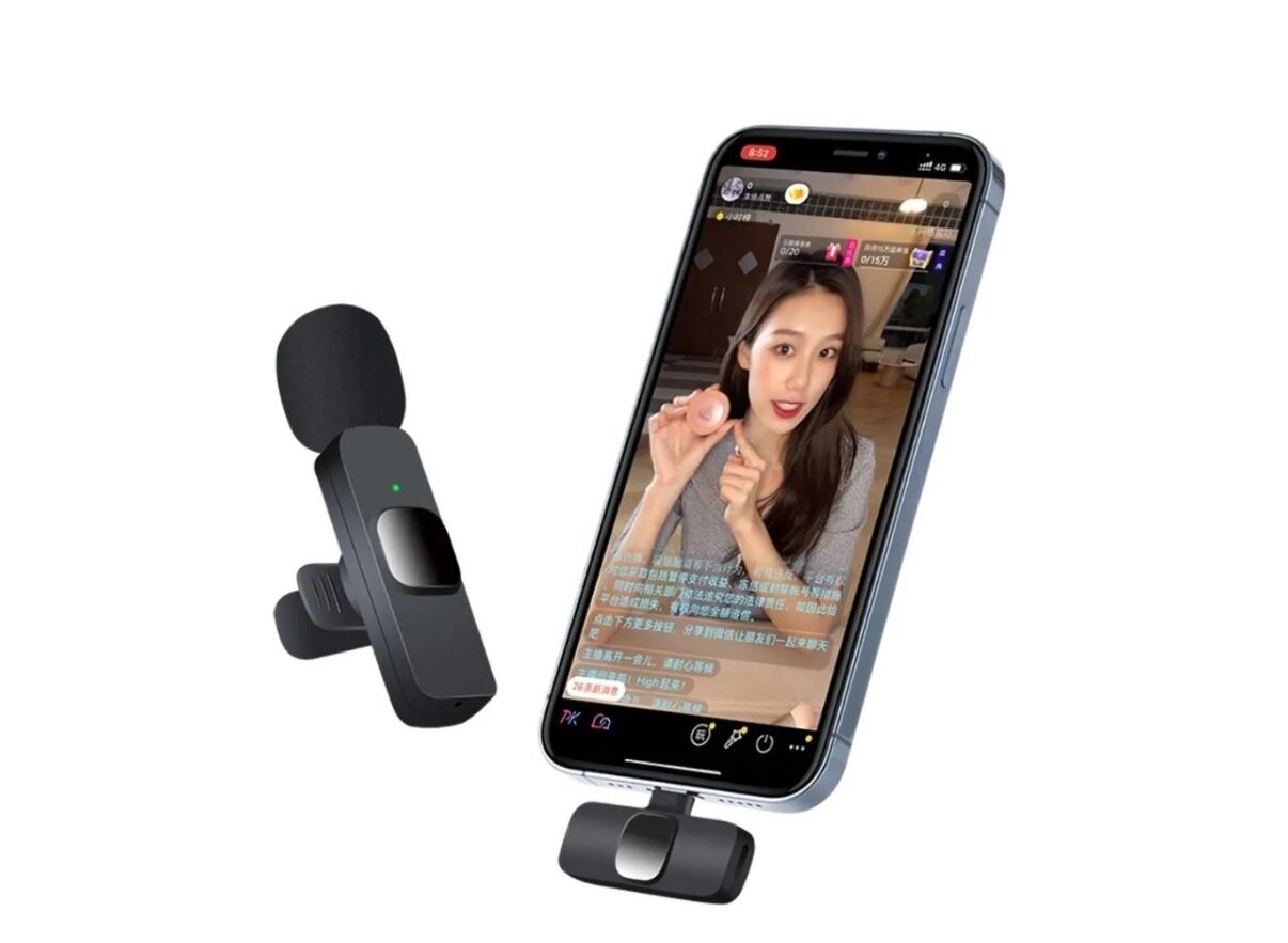Беспроводной микрофон Remax Wireless Live-Stream Microphone K02, Lightning для iPhone, Черный — фото 1